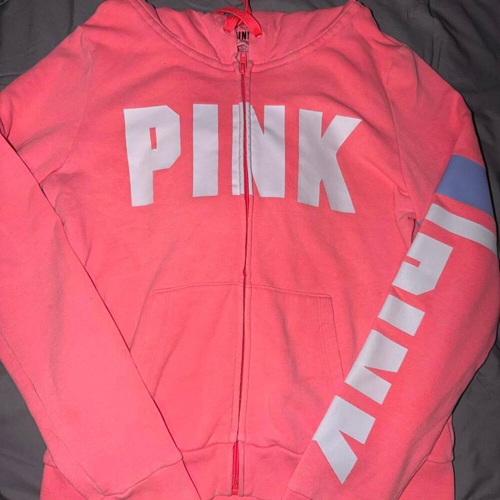 Victoria-s-secret Women's Pink and Orange Hoodie